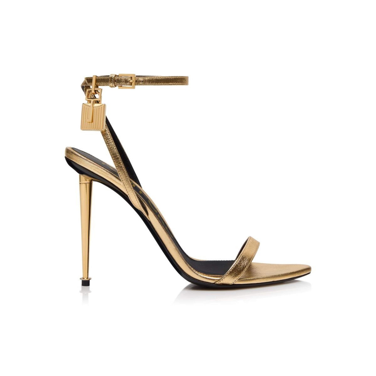 Sandales à Talons Tom Ford Laminated Nappa Cuir Padlock Pointy Naked Femme Doré | PCLTH-4851