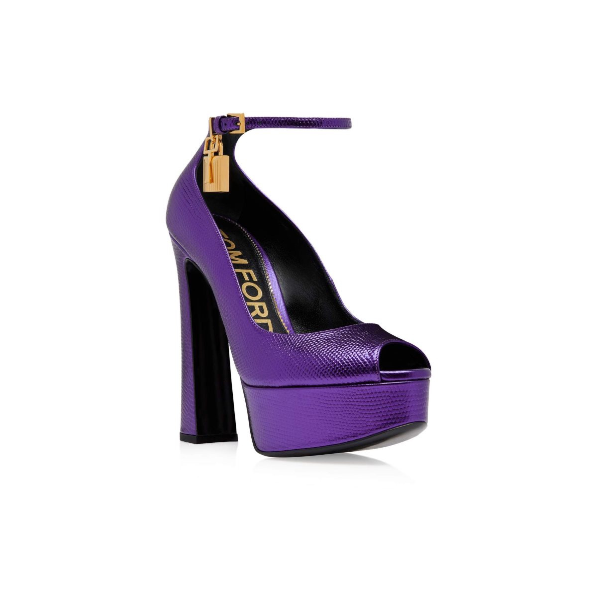 Sandales à Talons Tom Ford Laminated Printed Lizard Padlock Peep Embout Pump Femme Dahlia | TZVFL-9486