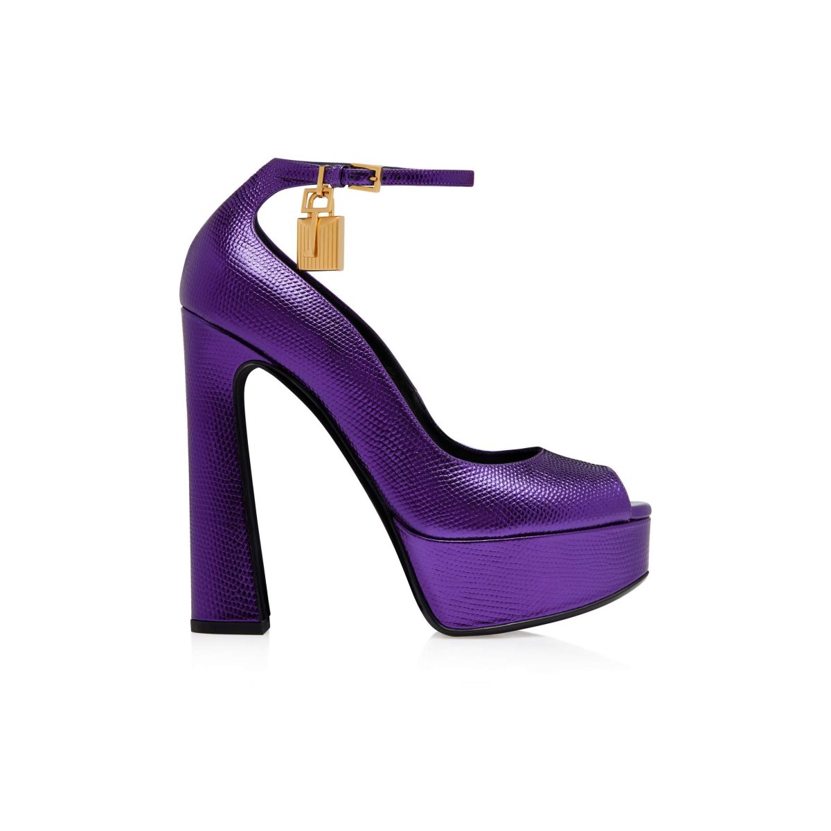 Sandales à Talons Tom Ford Laminated Printed Lizard Padlock Peep Embout Pump Femme Dahlia | TZVFL-9486