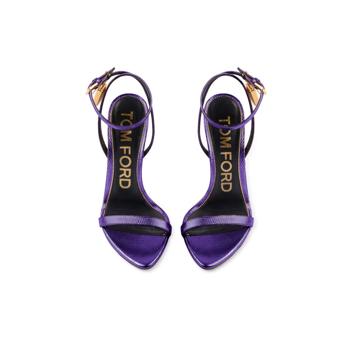 Sandales à Talons Tom Ford Laminated Printed Lizard Padlock Pointy Naked Femme Dahlia | XGIHN-7648