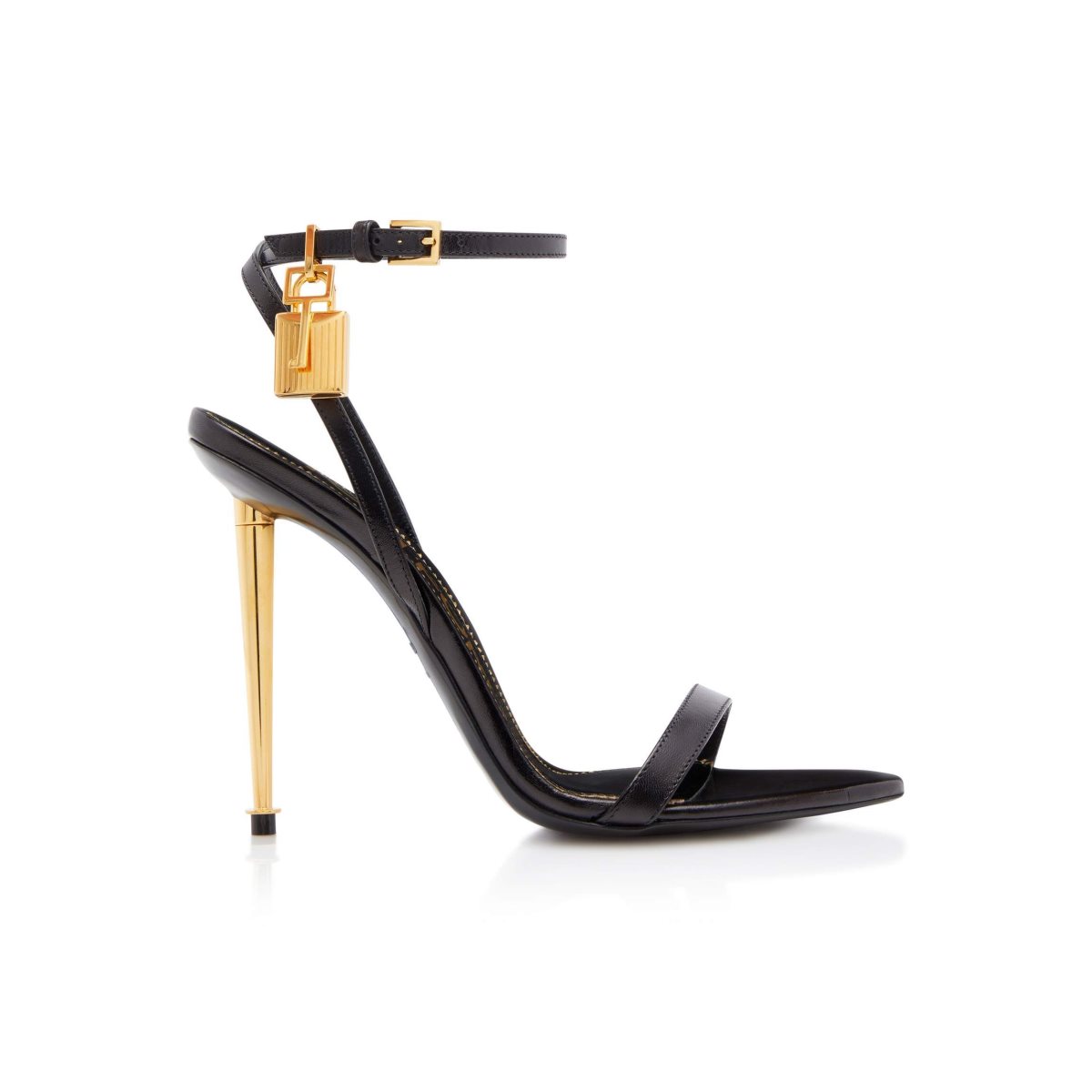 Sandales à Talons Tom Ford Shiny Cuir Padlock Pointy Naked Femme Noir | DNIUX-1402