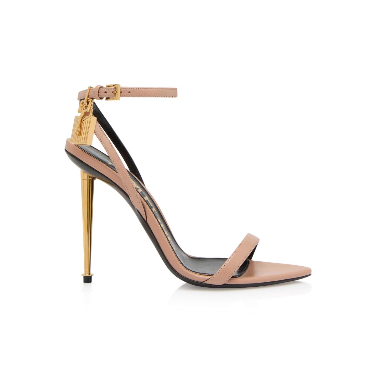 Sandales à Talons Tom Ford Shiny Cuir Padlock Pointy Naked Femme Flesh | RINPQ-3645