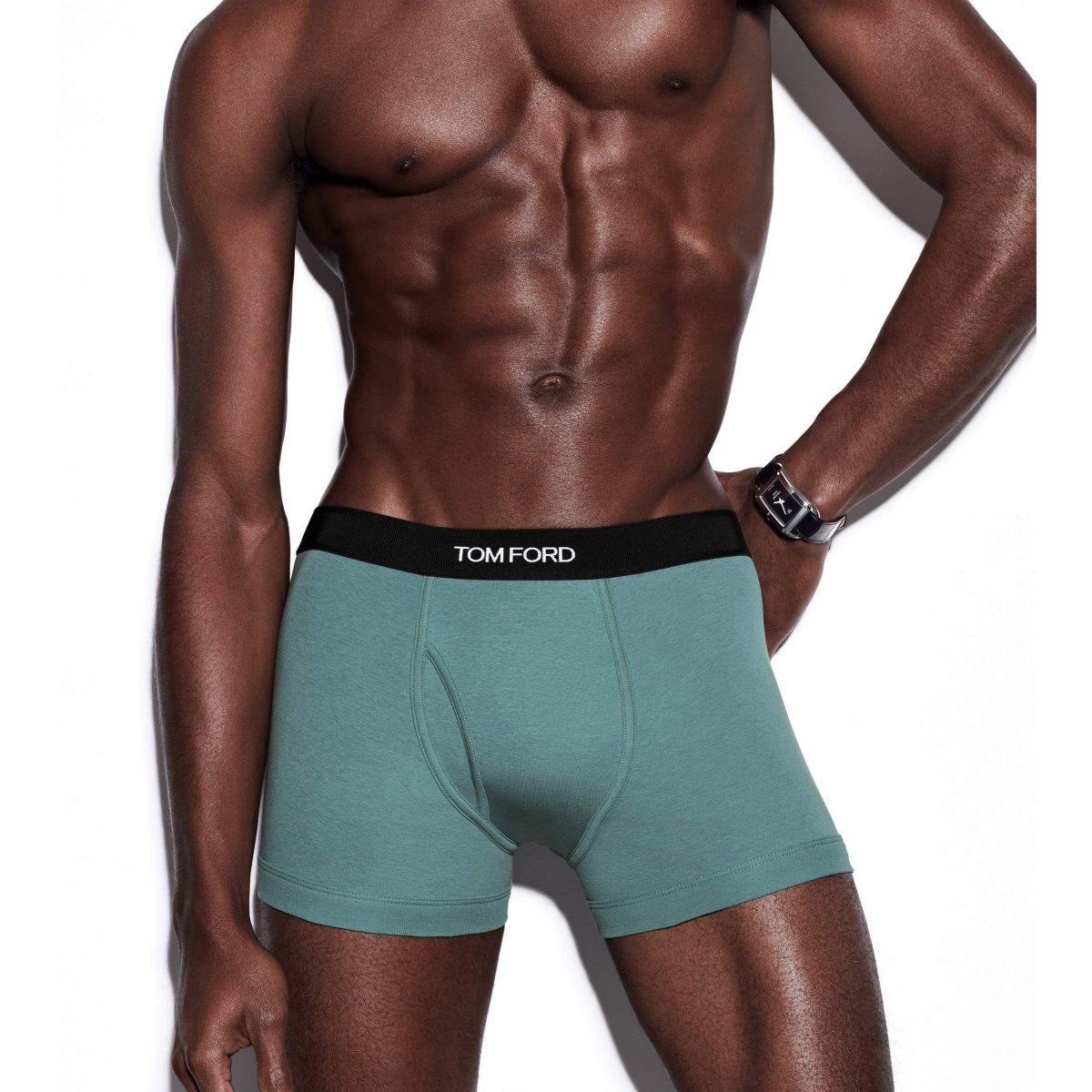 Slips Tom Ford Coton Boxer Homme Turquoise | QHPIM-0945