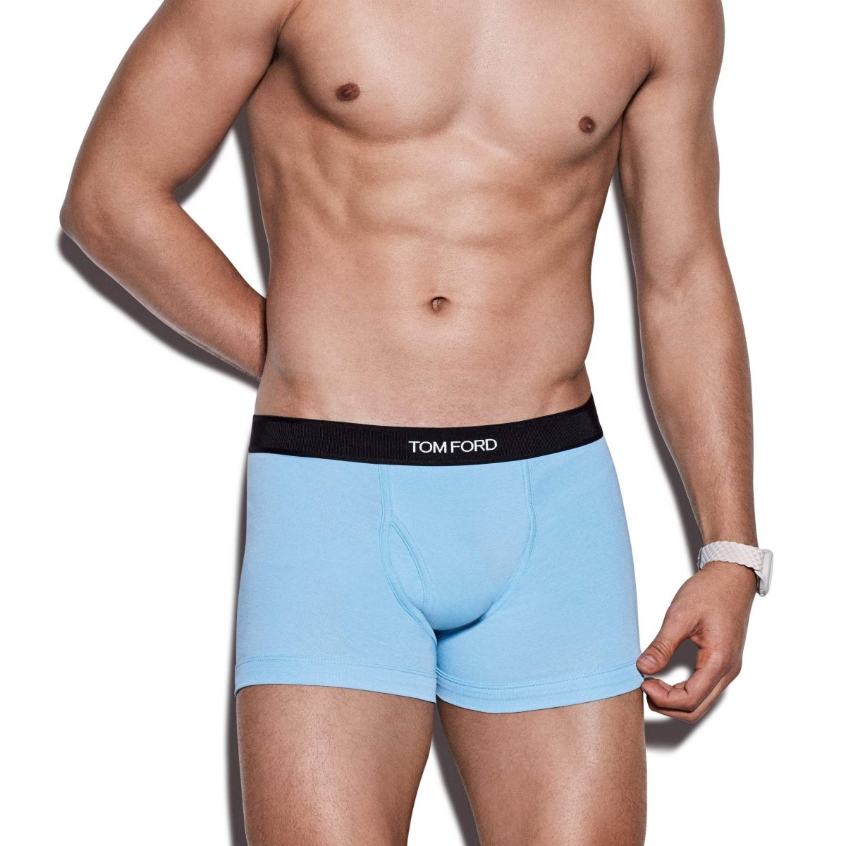 Slips Tom Ford Coton Boxer Homme Turquoise Clair | SVFOQ-7634