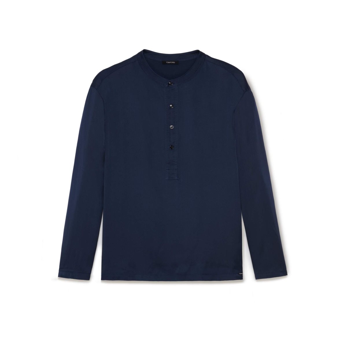 T Shirts Tom Ford Silk Pajama Henley Homme Bleu | FJVOQ-8390