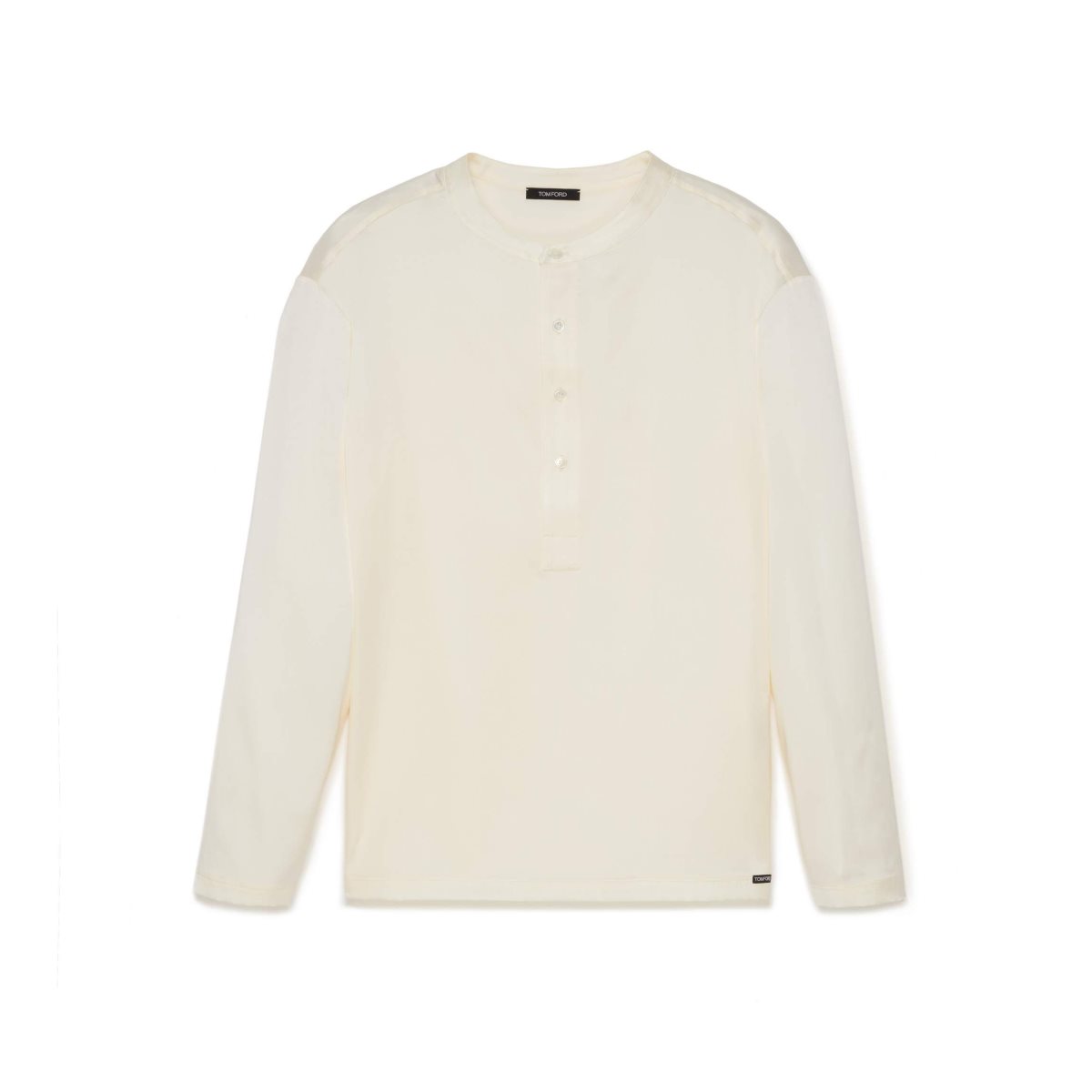 T Shirts Tom Ford Silk Pajama Henley Homme Blanche | SOWFB-8250