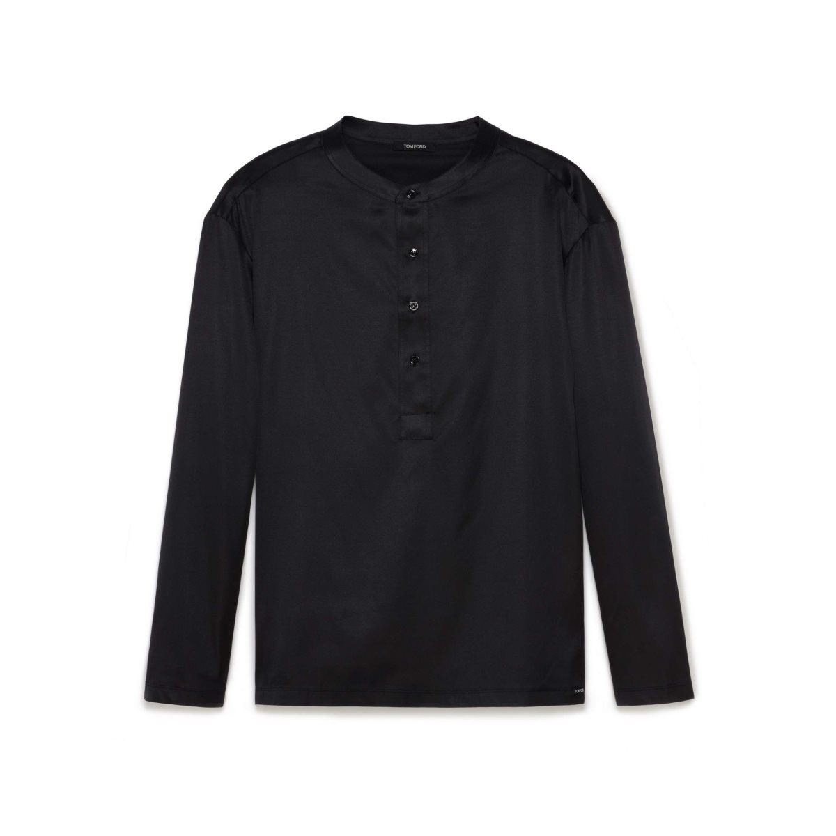 T Shirts Tom Ford Silk Pajama Henley Homme Noir | TUIFN-4907