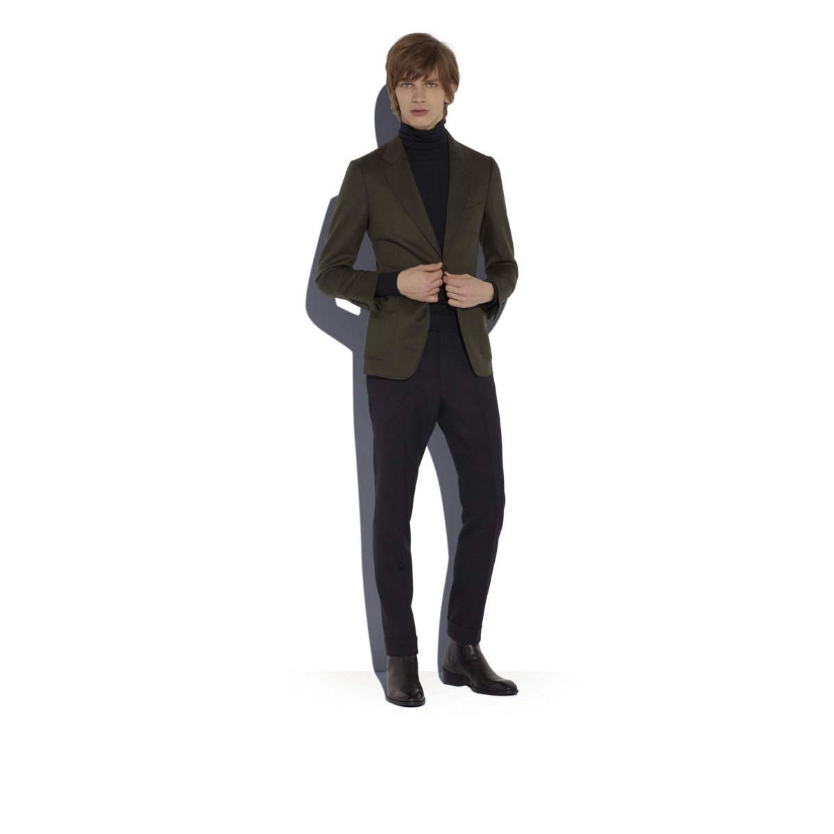 Vestes Tom Ford Brushed Cashmere Twill O'Connor Homme Vert Olive | LHOIE-1890