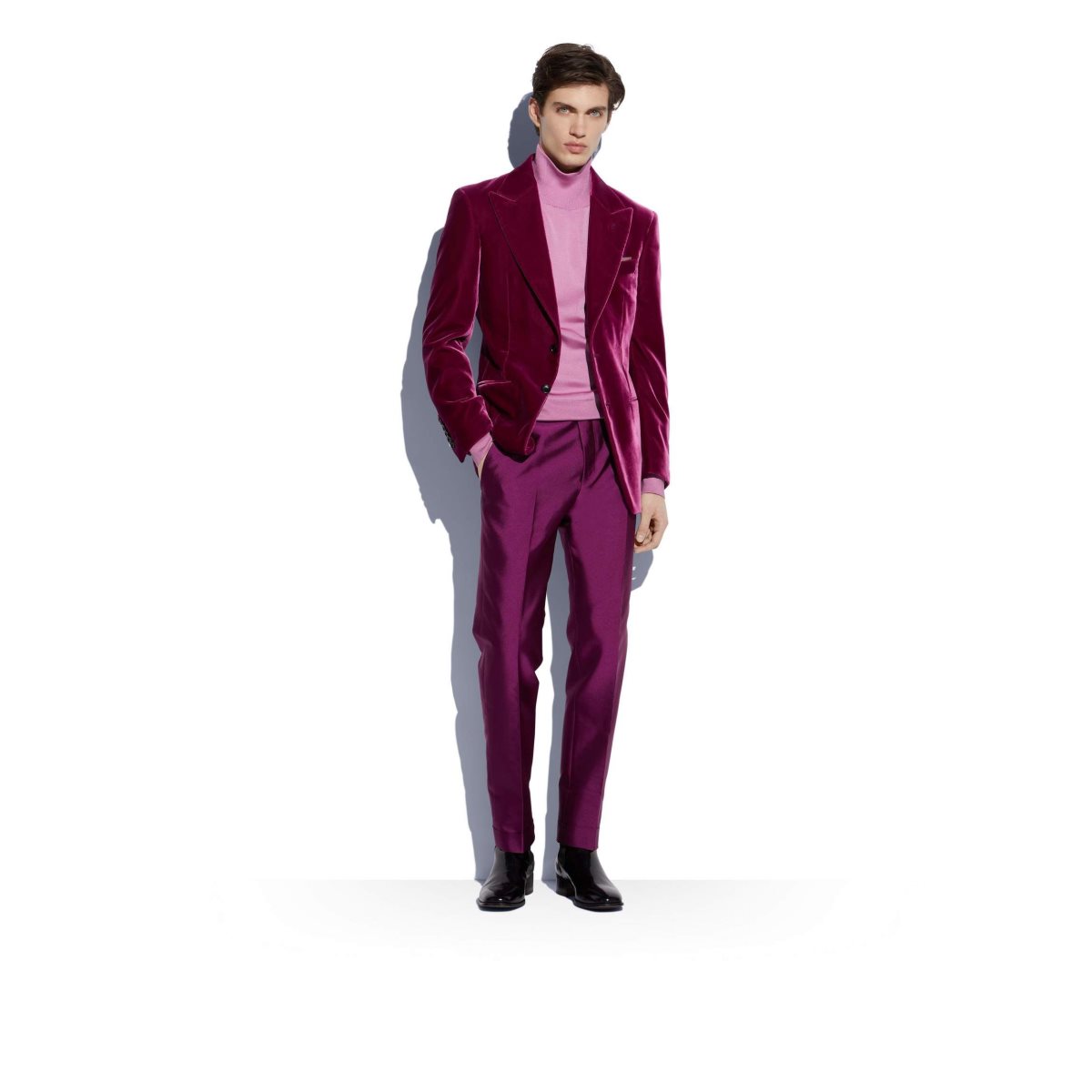 Vestes Tom Ford Viscose Fluid Velvet Cooper Homme Magenta | FDLUN-6849