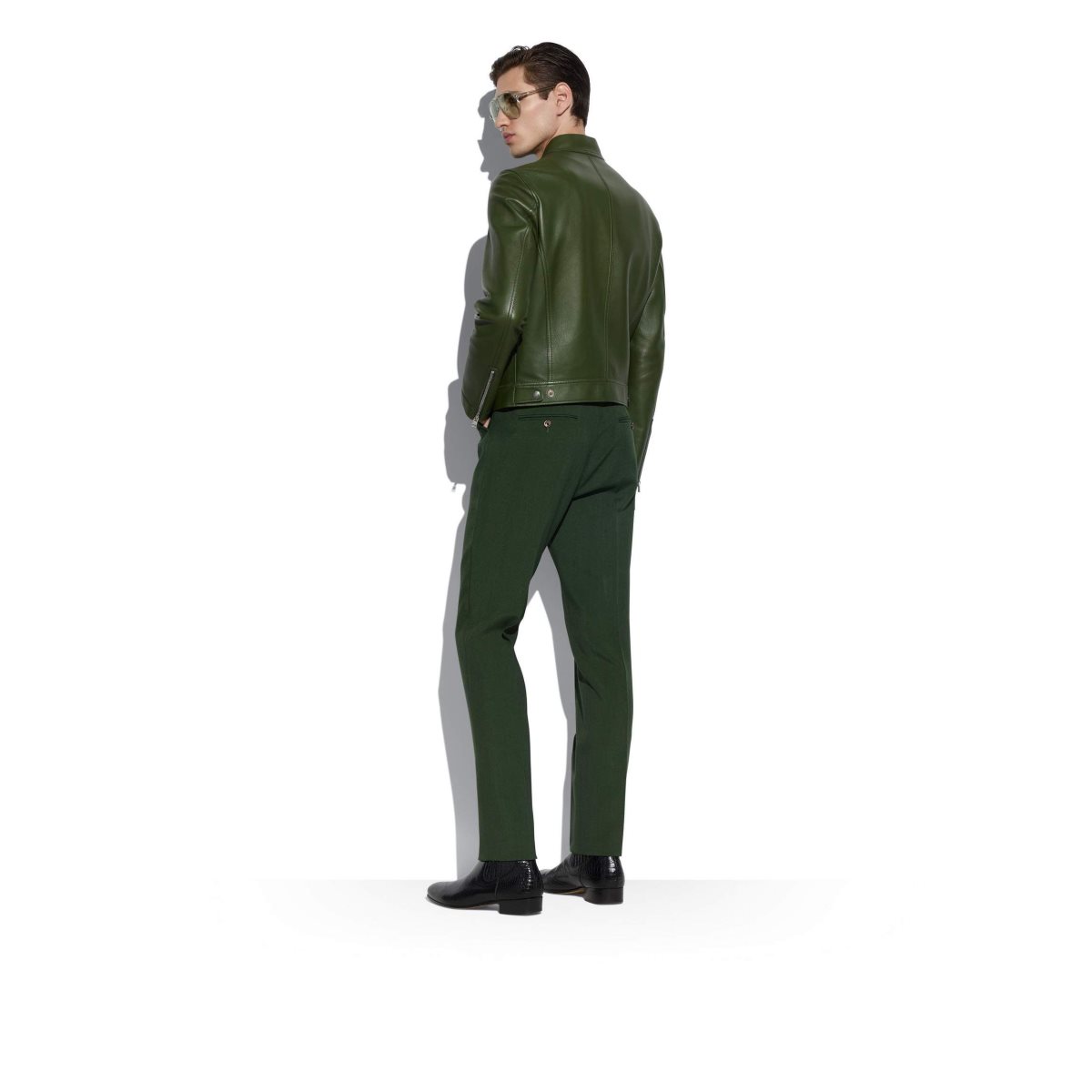 Vêtements D'extérieur Tom Ford Bonded Nappa Plonge Zip Racer Jacket Homme Elm | UXSBH-3694