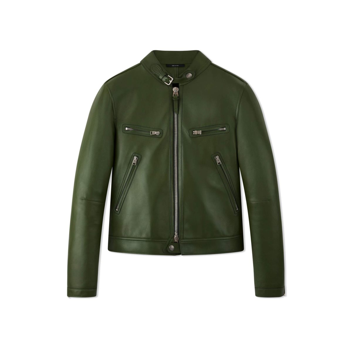 Vêtements D\'extérieur Tom Ford Bonded Nappa Plonge Zip Racer Jacket Homme Elm | UXSBH-3694