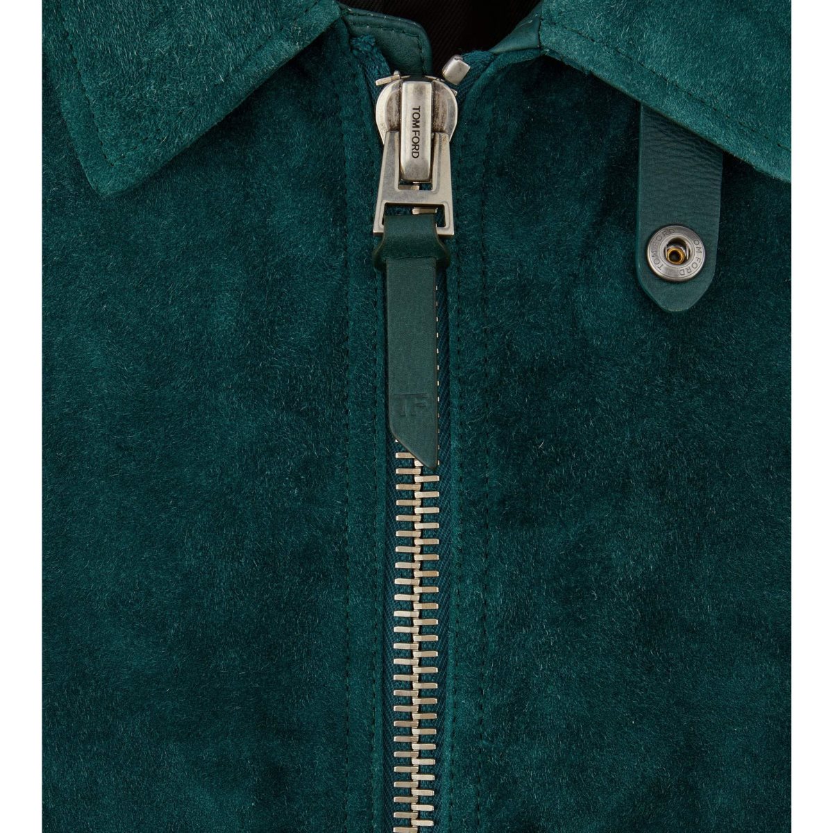 Vêtements D'extérieur Tom Ford Brushed Heathered Daim Contrast Zip Blouson Homme Turquoise Foncé | WVXOM-6915