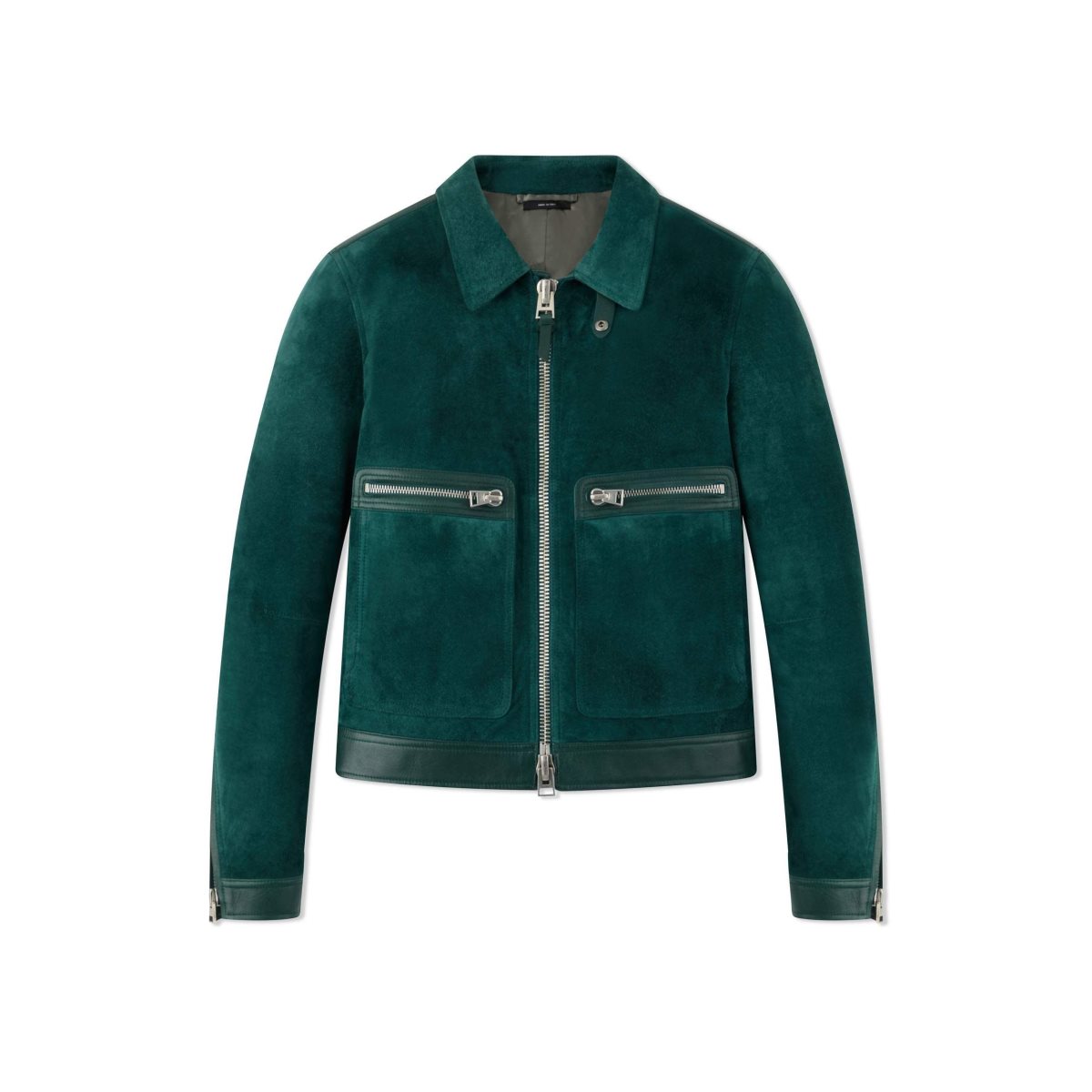 Vêtements D\'extérieur Tom Ford Brushed Heathered Daim Contrast Zip Blouson Homme Turquoise Foncé | WVXOM-6915