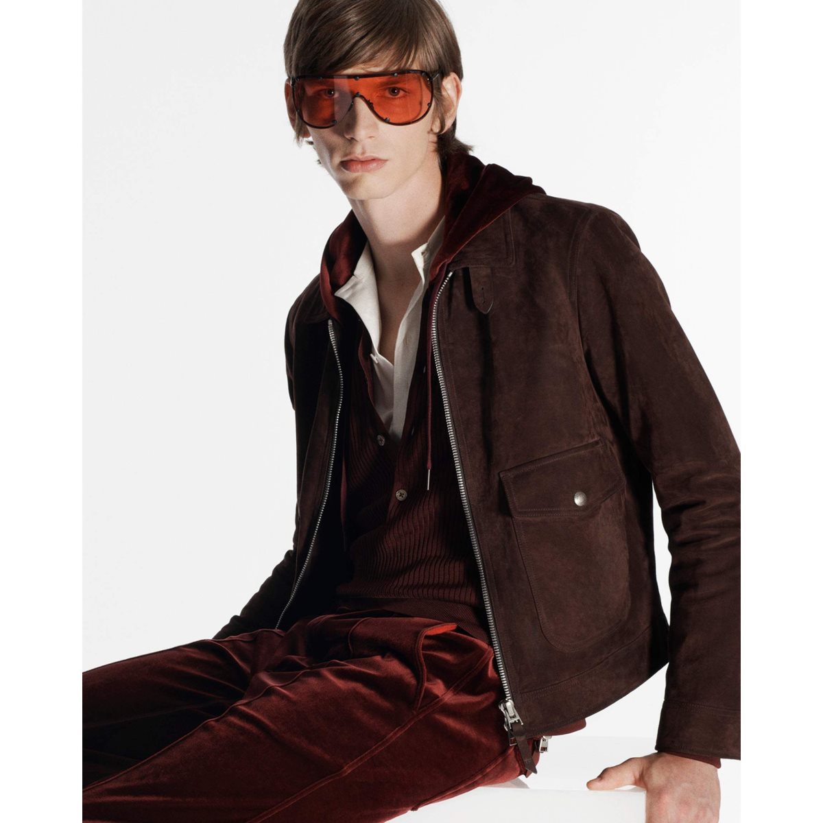 Vêtements D'extérieur Tom Ford Buttery Grain Collar Blouson Homme Bordeaux | WCZRD-8204