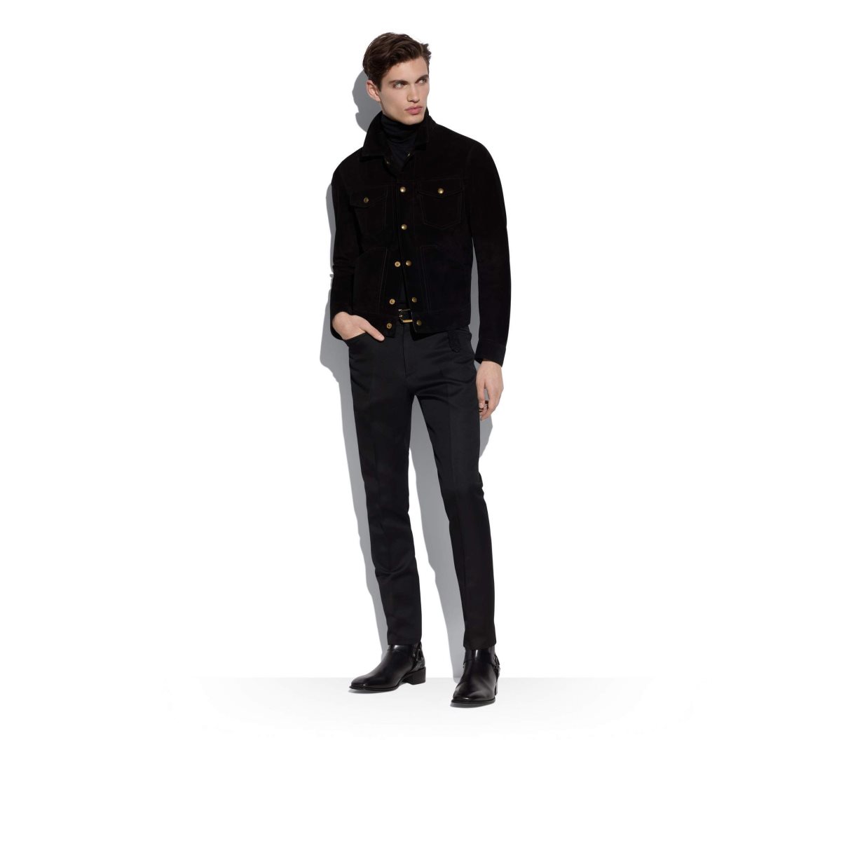 Vêtements D'extérieur Tom Ford Cashmere Daim Western Jacket Homme Noir | LNZFQ-2607