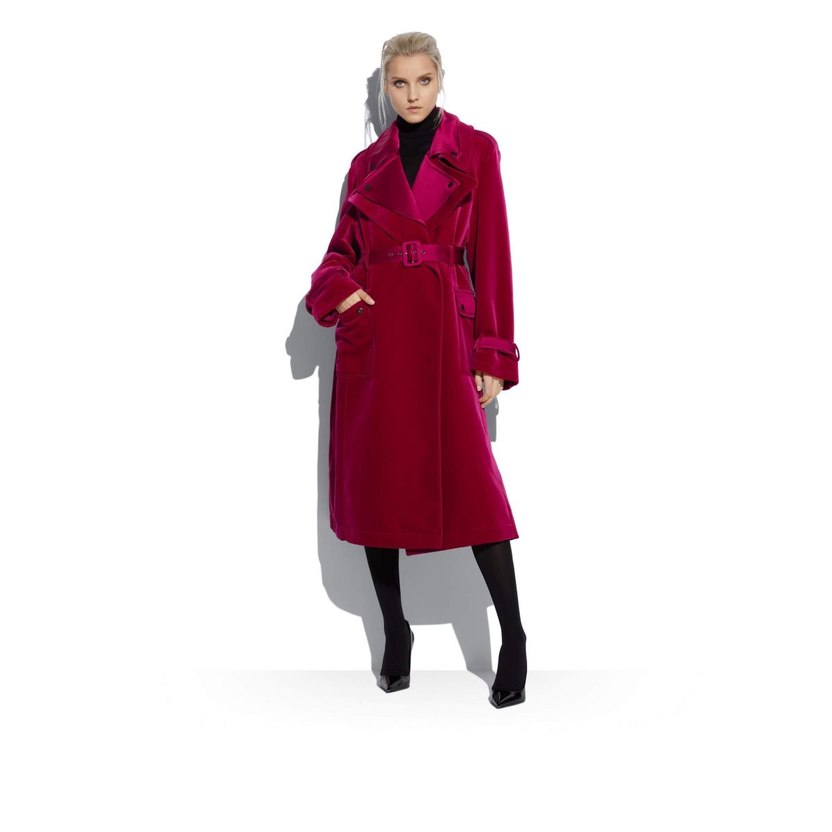 Vêtements D'extérieur Tom Ford Coton Velvet Double Lapel Trench Coat Femme Raspberry | UTEFN-5792