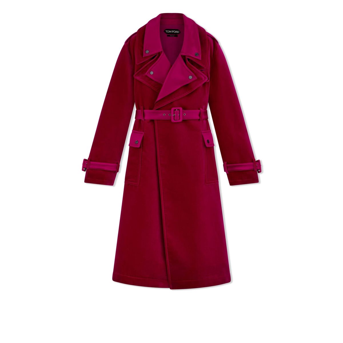 Vêtements D\'extérieur Tom Ford Coton Velvet Double Lapel Trench Coat Femme Raspberry | UTEFN-5792