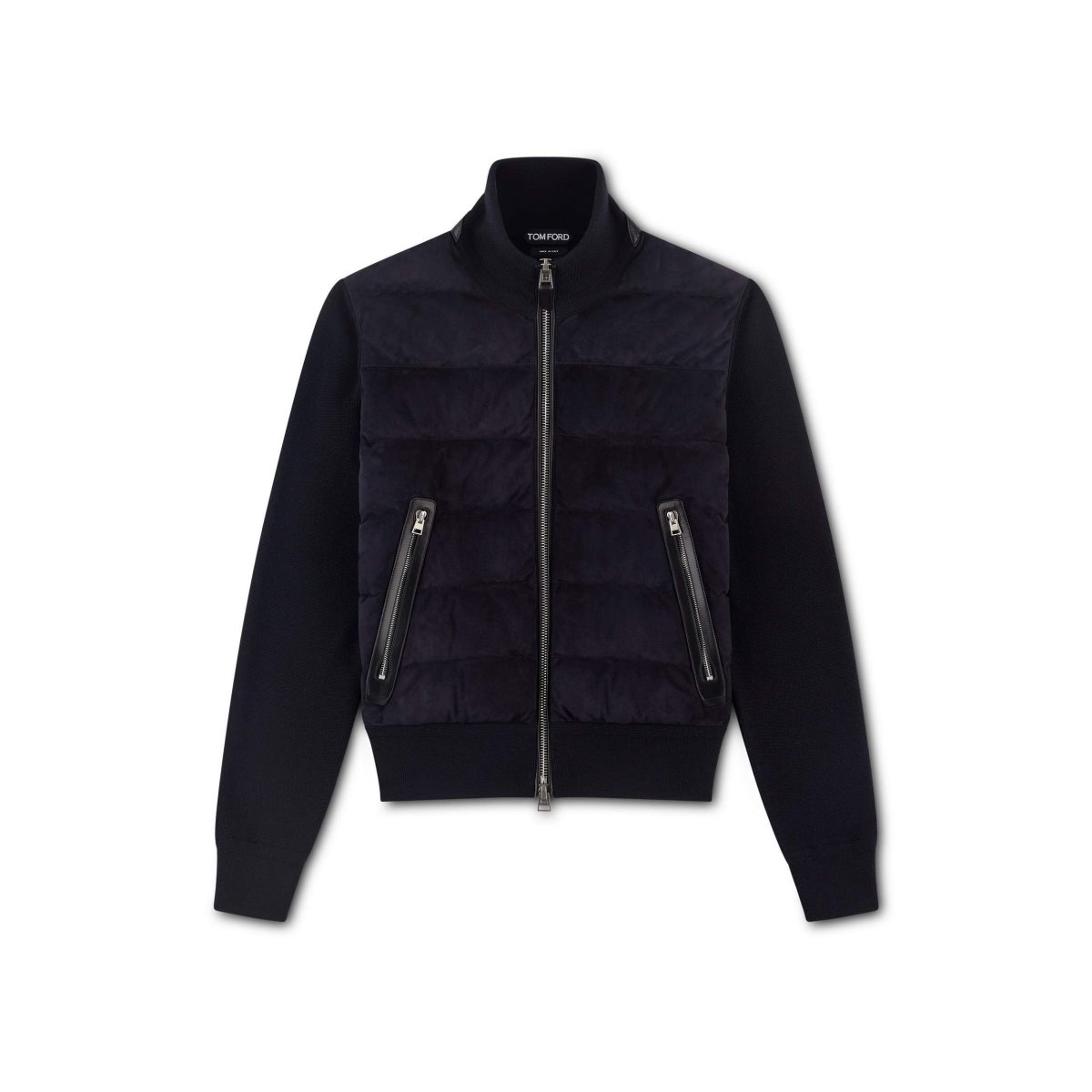 Vêtements D\'extérieur Tom Ford Daim Down Front Merino Blouson Homme Bleu Marine | RBJZV-8179