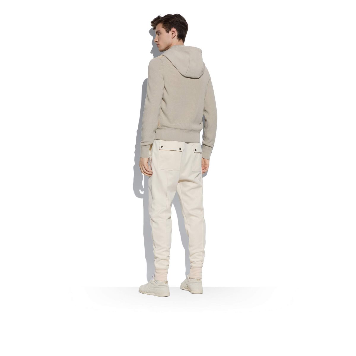 Vêtements D'extérieur Tom Ford Daim Front Hoodie Homme Buff | RHKEF-4062