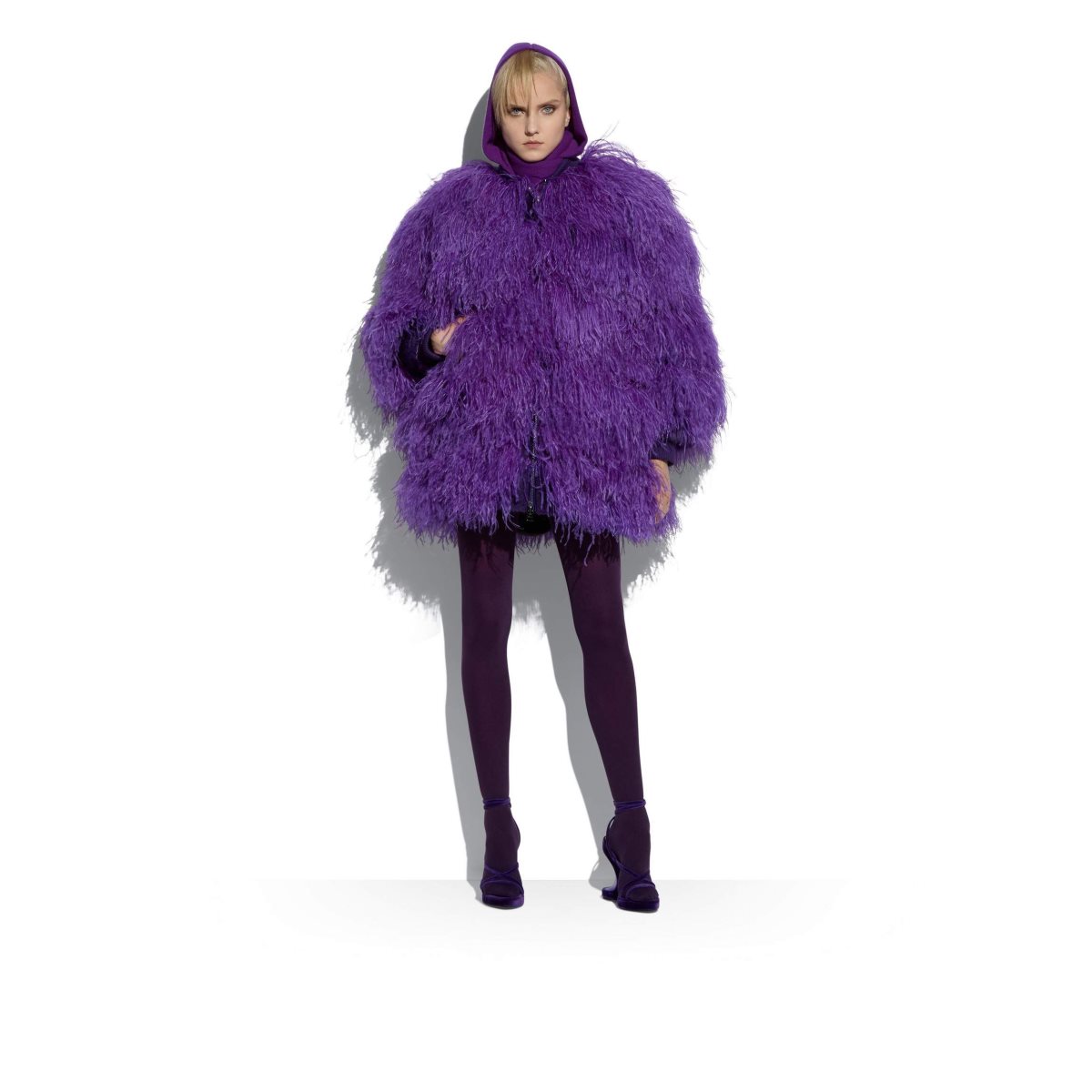 Vêtements D'extérieur Tom Ford Feathers Puffy Coat Femme Amethyst | DMPGN-2974