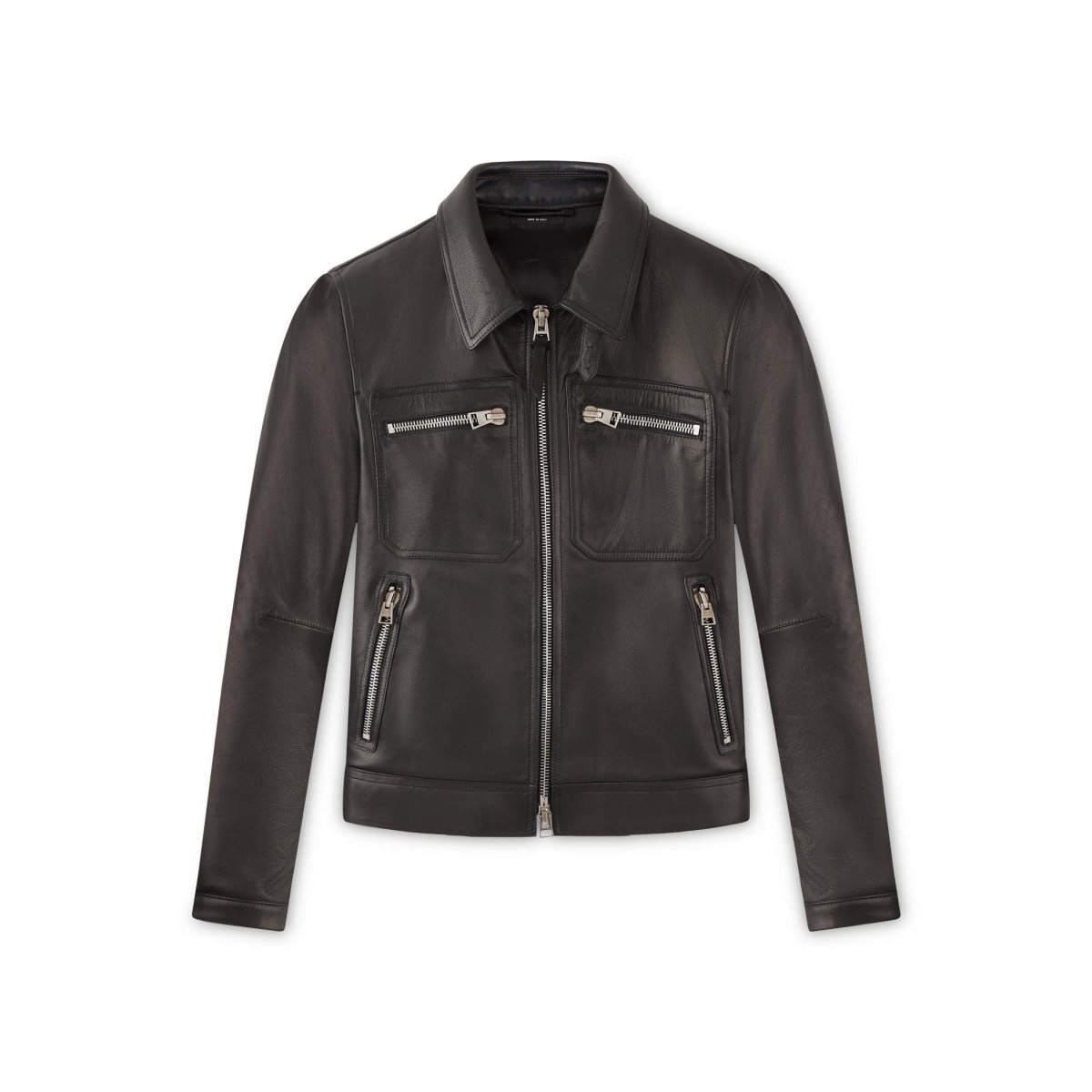 Vêtements D\'extérieur Tom Ford Icon Cuir Zip Blouson Homme Noir | EBOST-1548