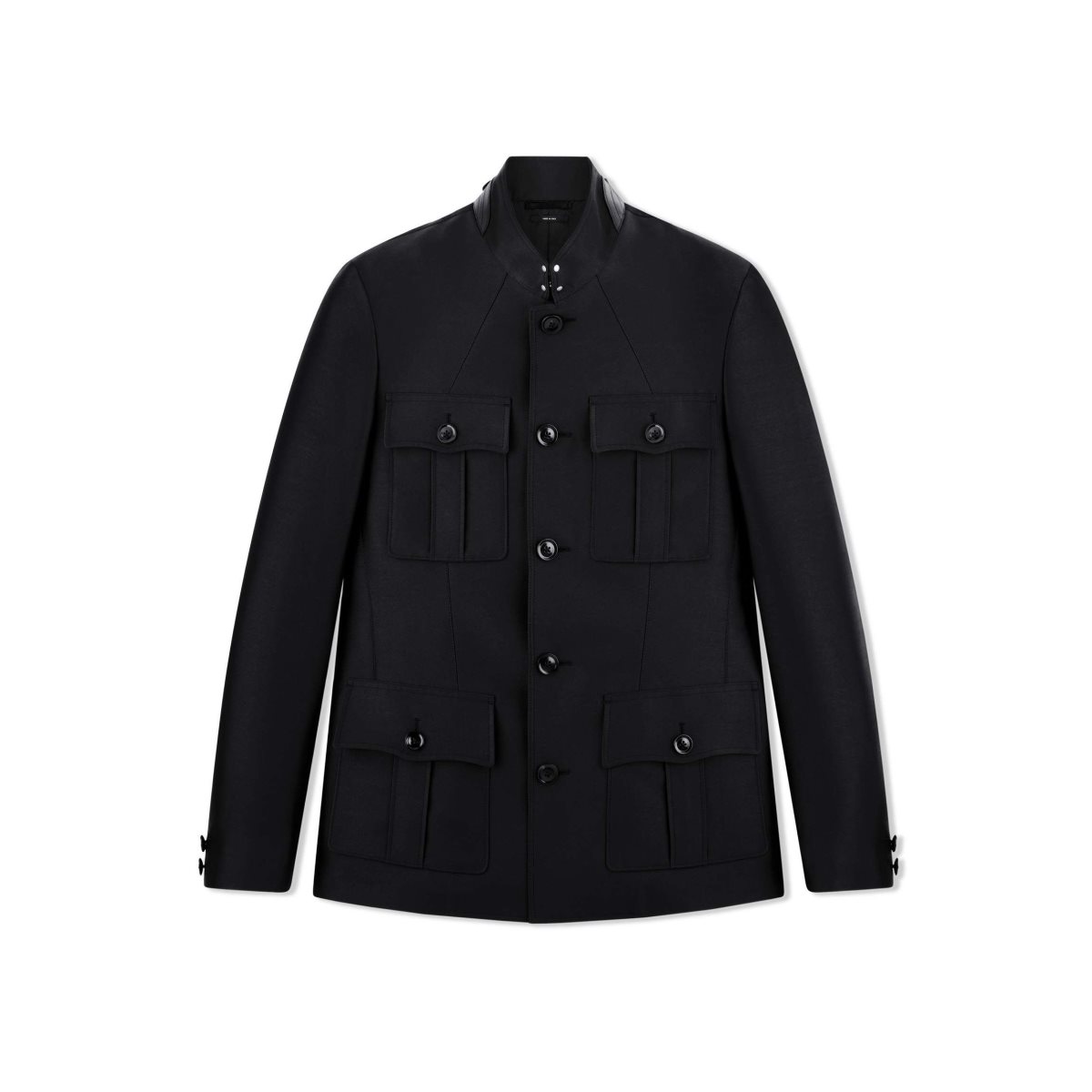 Vêtements D\'extérieur Tom Ford Laine Silk Serge Military Jacket Homme Noir | FXSWI-3426