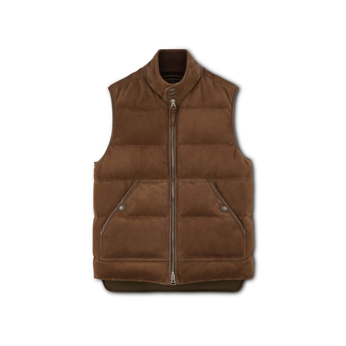 Vêtements D\'extérieur Tom Ford Light Daim Down Gilet Homme Marron Foncé | WIFPM-8172