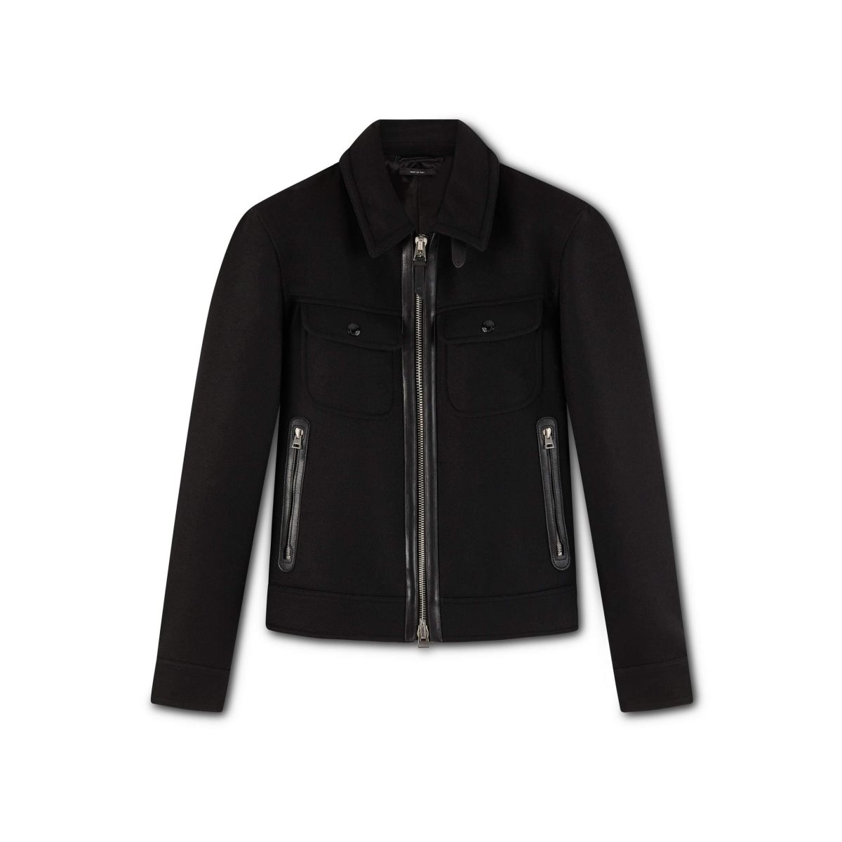 Vêtements D\'extérieur Tom Ford Light Felt Zip Western Jacket Homme Noir | ZTFRE-3158