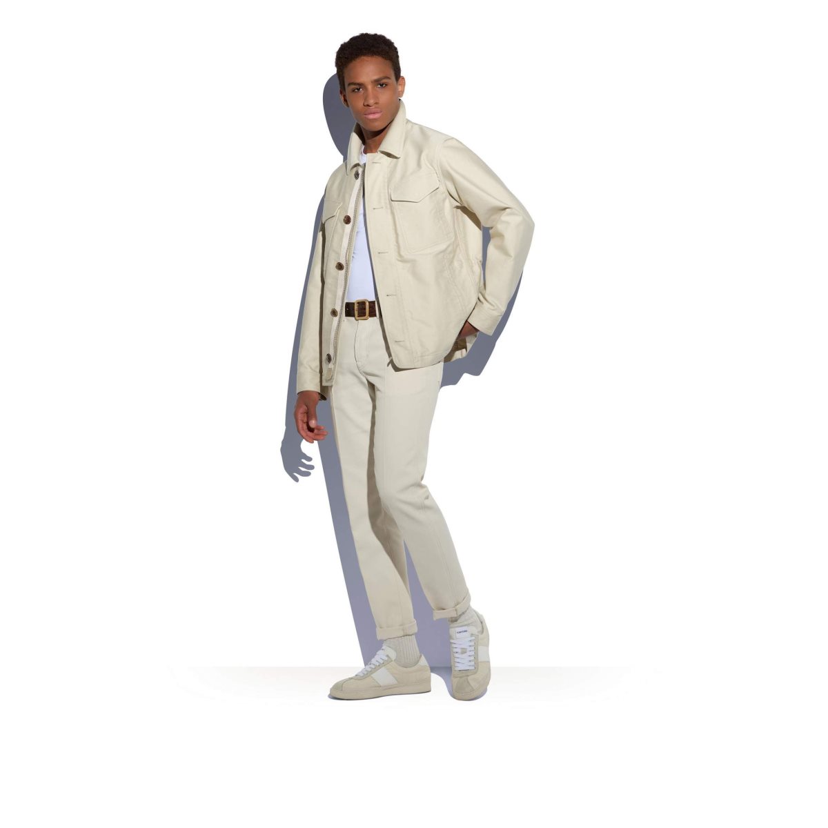 Vêtements D'extérieur Tom Ford Military Coton Outershirt Homme Blanche | ZLFNJ-1270