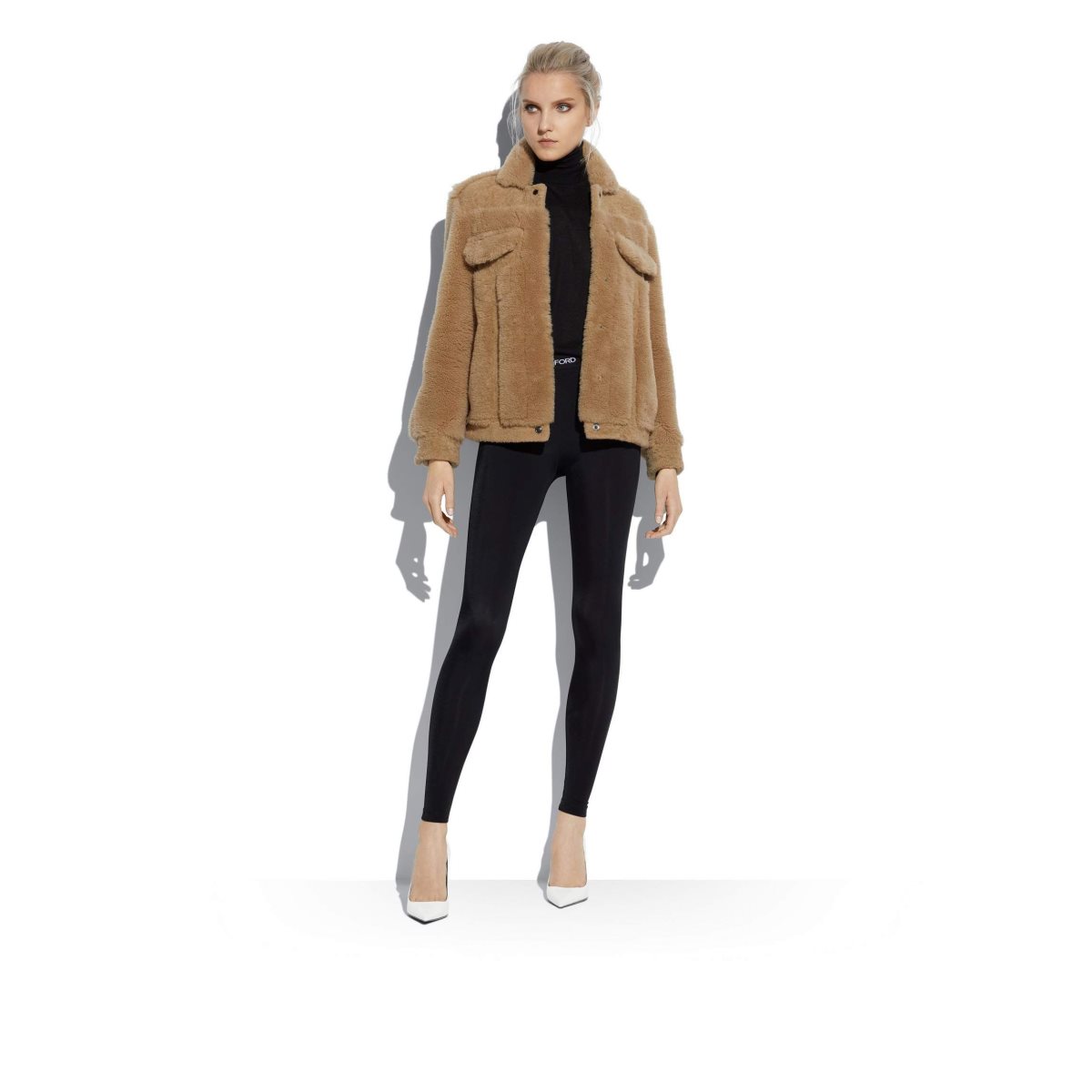 Vêtements D'extérieur Tom Ford Nappa Shearling Jean Jacket Femme Beige | OIMRZ-3257