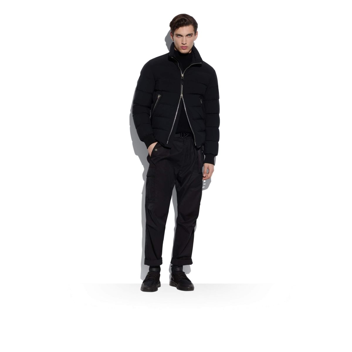 Vêtements D'extérieur Tom Ford Nylon Down Funnel Blouson Homme Noir | IBWCK-5628