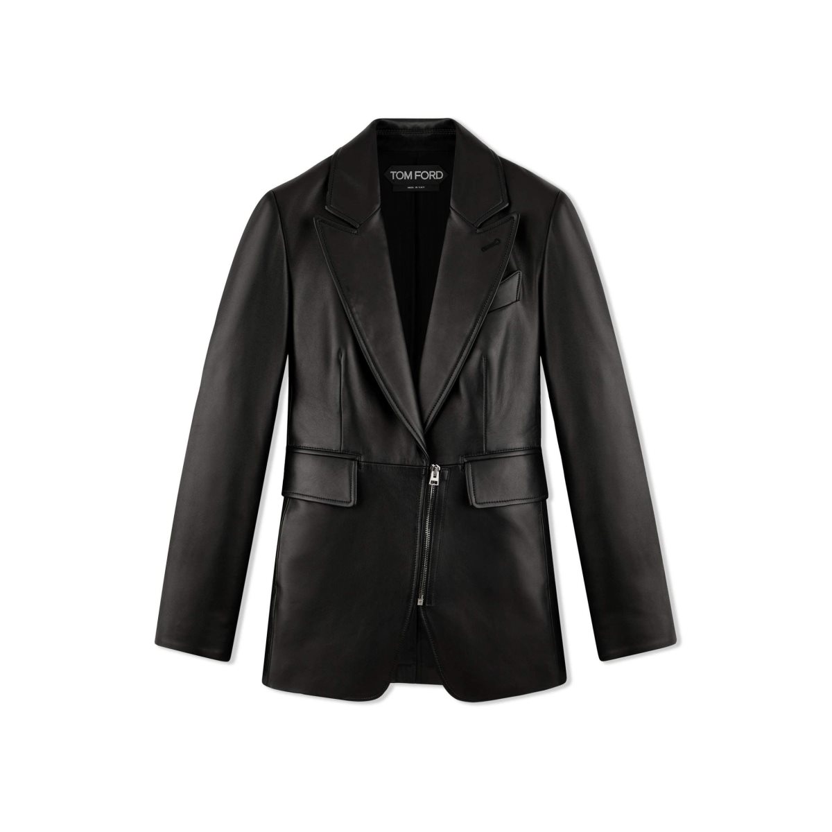 Vêtements D\'extérieur Tom Ford Plonge Cuir Zipped Jacket Femme Noir | PULIA-0492