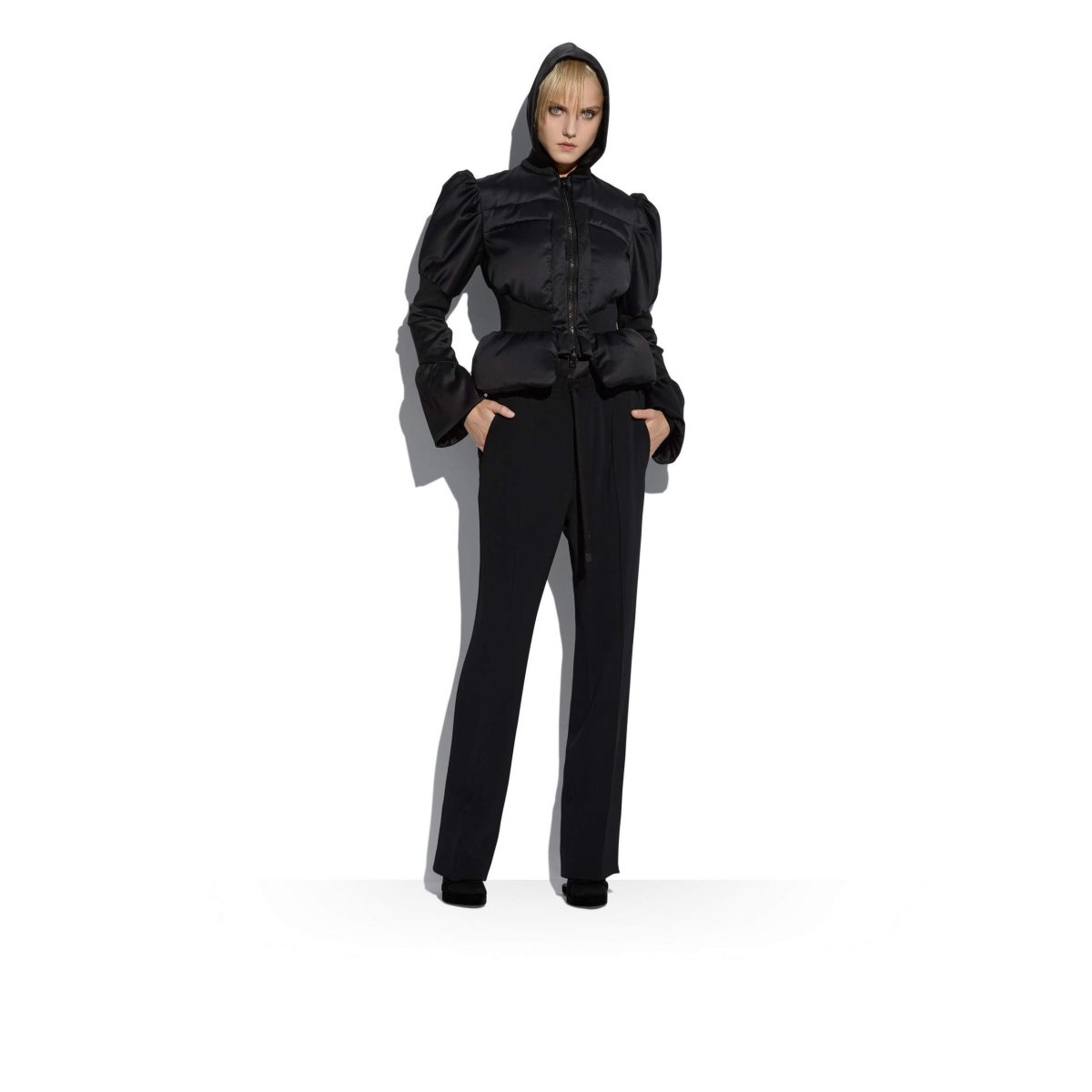 Vêtements D'extérieur Tom Ford Shine Tailoring Down Filled Peplum Jacket Femme Noir | NSYKP-4039