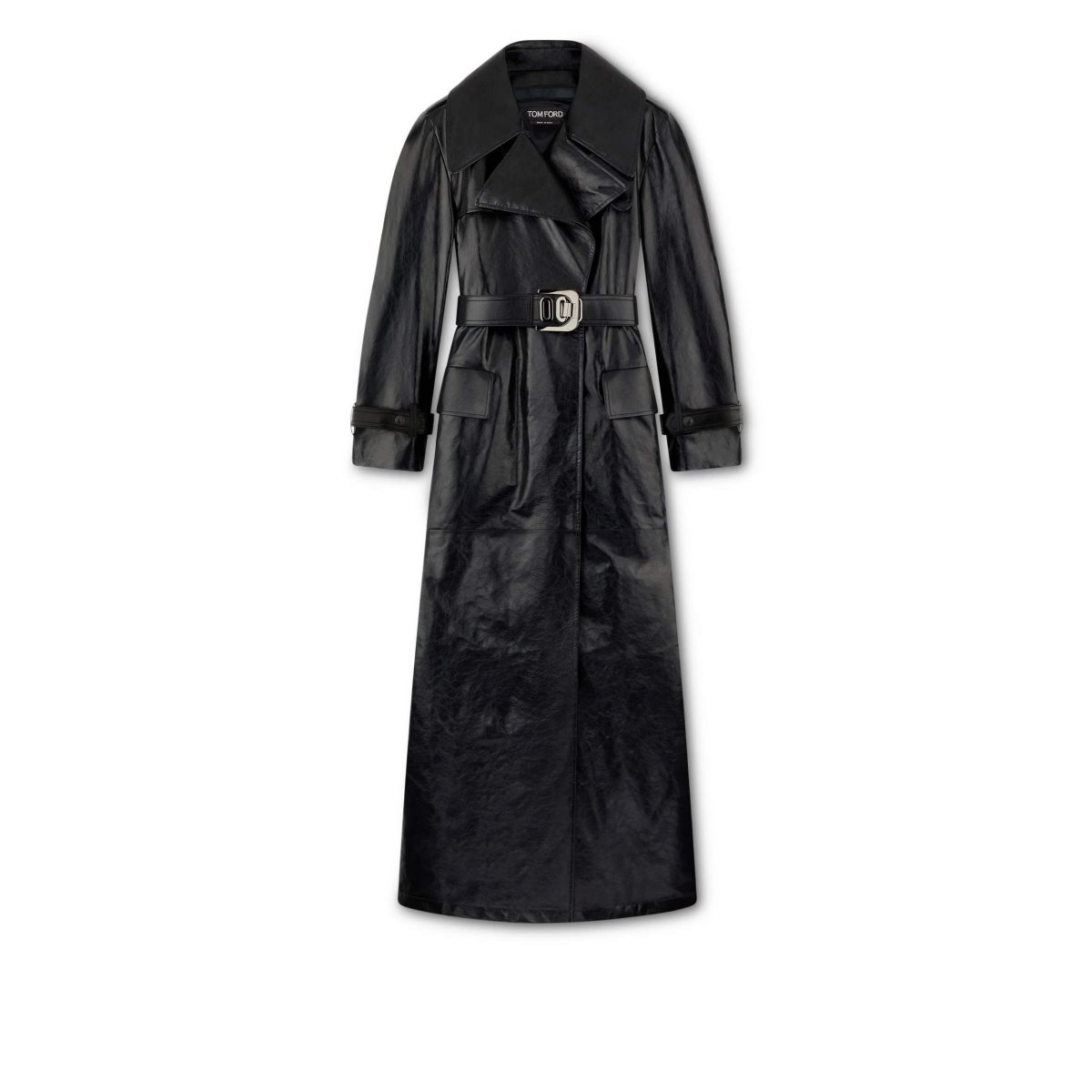 Vêtements D\'extérieur Tom Ford Shiny Textured Cuir Trench Coat Femme Noir | PZQVR-6417