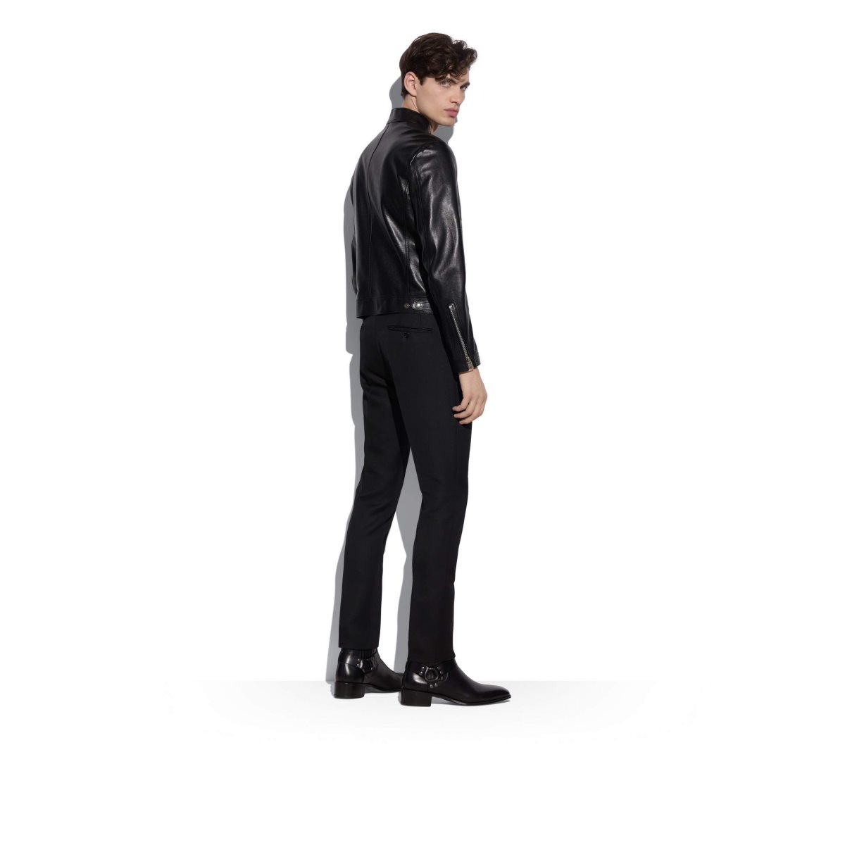 Vêtements D'extérieur Tom Ford Soft Cuir Cafe Vélo Homme Noir | VILXU-0132