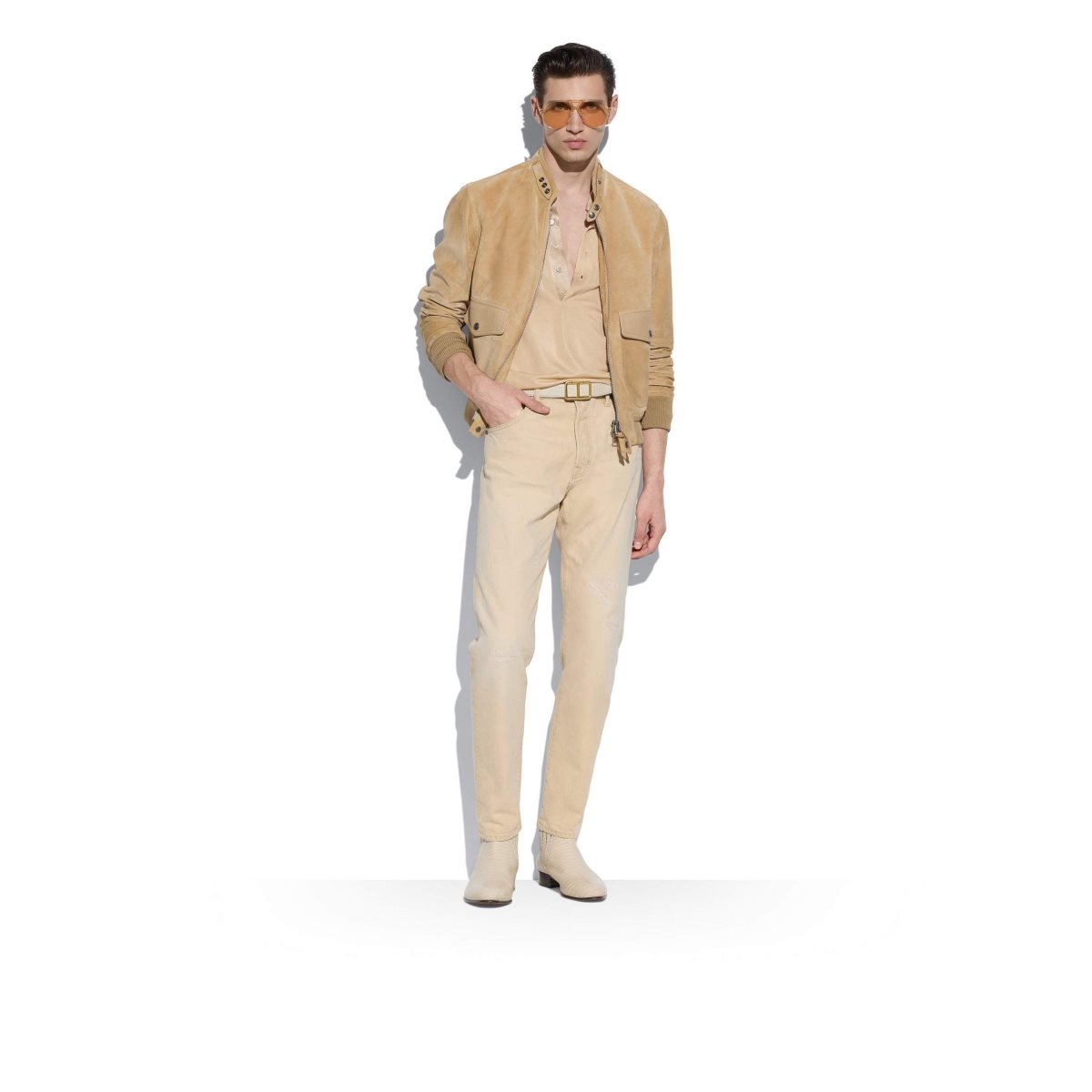 Vêtements D'extérieur Tom Ford Soft Daim 'Members Only' Jacket Homme Marron | NHIZP-4708