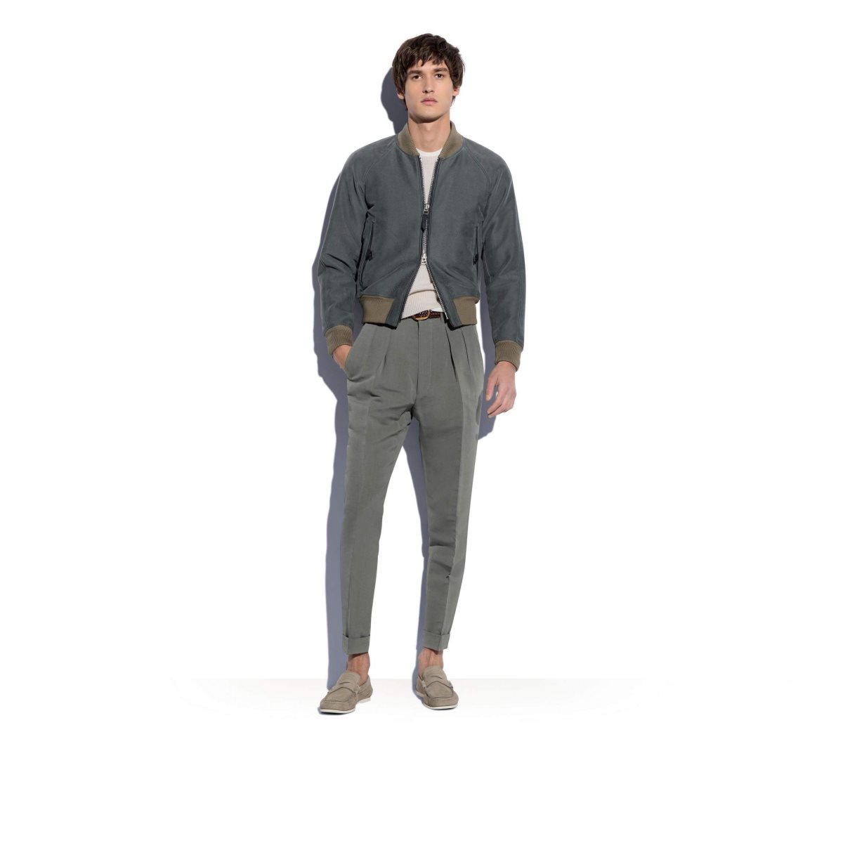 Vêtements D'extérieur Tom Ford Soft Moleskin Bomber Homme Bleu | ENUPI-7038