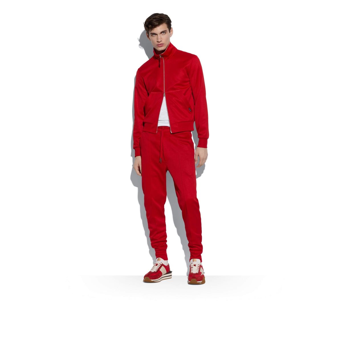 Vêtements D'extérieur Tom Ford Technical Coton Zip Through Homme Poppy | SOVJY-3816