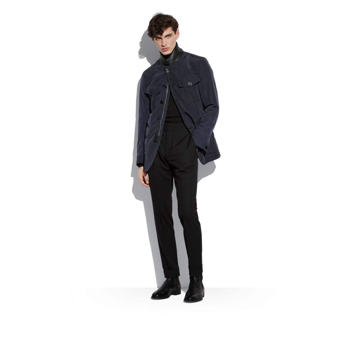 Vêtements D'extérieur Tom Ford Techno Light-fill Military Jacket Homme Bleu Marine | HOXAL-9042