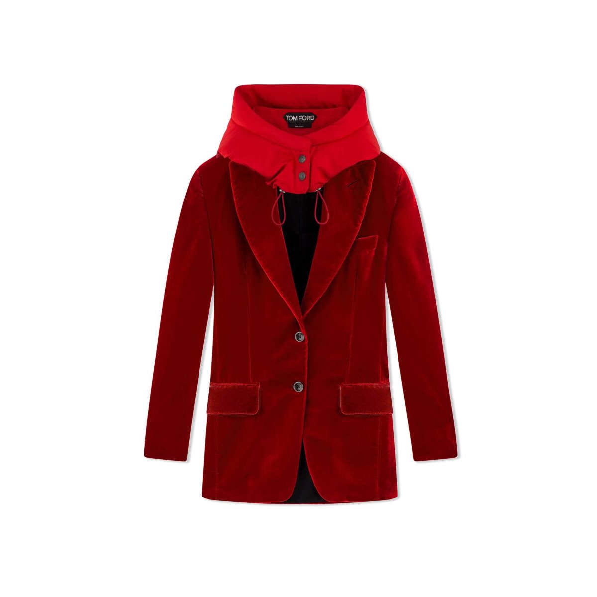 Vêtements D\'extérieur Tom Ford Viscose Velvet Boyfriend Encapuchonné Jacket Femme Rouge | BIFQN-7349