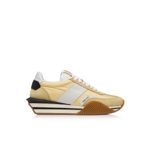 Baskets Tom Ford Daim Technical Fabric James Homme Jaune Clair Blanche | MFPQR-8163