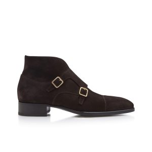 Bottes Tom Ford Daim Elkan Double Monk Brides Homme Noir | MUYEI-4097