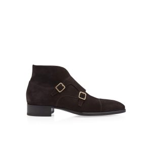 Bottes Tom Ford Daim Elkan Monk Brides Homme Noir | SFKYT-1320