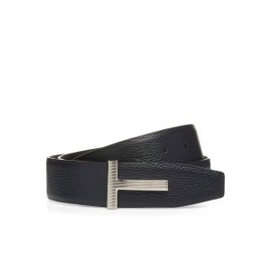 Ceintures Tom Ford Soft Grain Cuir Ridge T Homme Bleu Marine Noir | YHGOJ-6594