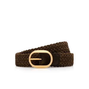 Ceintures Tom Ford Woven Cuir Oval Homme Marron | RTNHW-8452