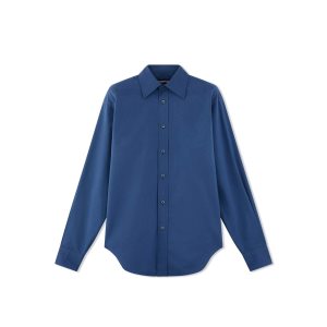 Chemises Tom Ford Coton Silk Poplin Slim Fit Homme Bleu | MVCPZ-3890