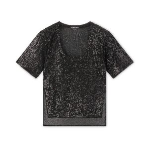 Hauts Tom Ford All Over Sequins T-shirt Femme Noir | UXDEC-2591