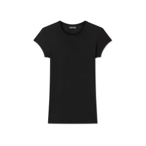 Hauts Tom Ford Coton Crewneck T-shirt Femme Noir | DYZVO-4815