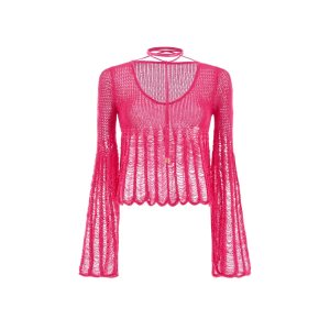 Hauts Tom Ford Coton Large Ladder Knit Femme Rose | SWPHL-6519