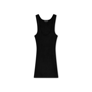 Hauts Tom Ford Fine Silk Rib Tank Femme Noir | FGMVR-9620